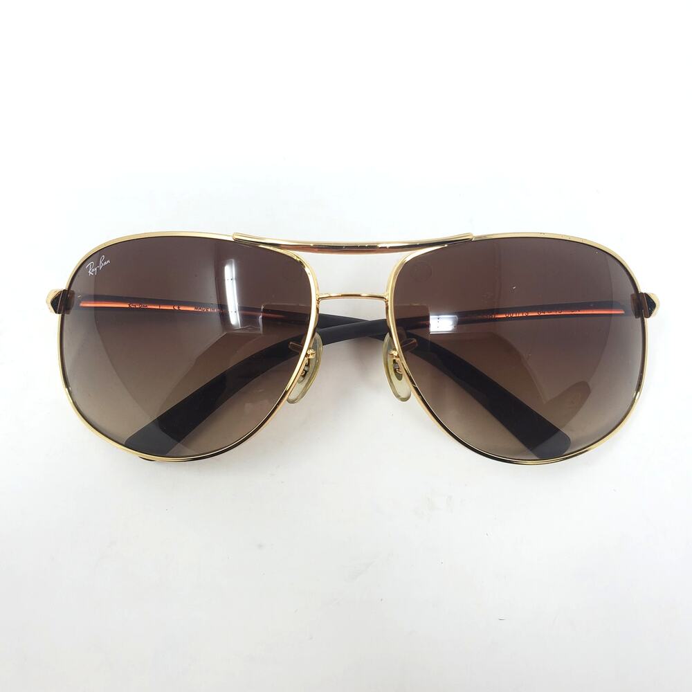 Ray-Ban Aviator Gradient Gold Sunglasses 64 mm / 15 mm Brown RB3387 with Case - Picture 4 of 11